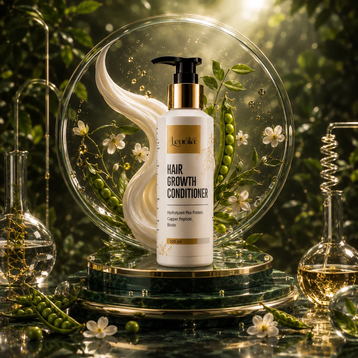 Leucita Hair Growth Conditioner on marble podium